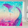 thumbnail image 1 of Mermaid Shower Curtain 72" Wx72 L,Rainbow Mermaid Fish Scales Bathroom Shower Curtain Sets,Mermaid Tail Waterproof Fabric Shower Curtain,Ombre Teal Purple Ocean Themed Bath Curtain, 1 of 6