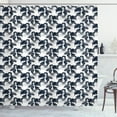 thumbnail image 1 of Mermaid Shower Curtain, Continuous Doodle Pattern of Mystical and Magical Girl with Long Hair, Fabric Bathroom Set with Hooks, 69"WX70"L, Dark Violet Blue White, by Ambesonne, 1 of 3