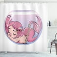 thumbnail image 1 of Mermaid Shower Curtain, Floral Cartoon Character in a Fish Bowl, Fabric Bathroom Set with Hooks, 69W X 84L Inches Extra Long, White Lilac Pale Pink, by Ambesonne, 1 of 3