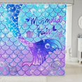 thumbnail image 1 of Mermaid Shower Curtain for Kids Girls Teal Blue Purple Mermaid Tail Print Bath Curtain with 12 Hooks Cute Bathroom Decor Shower Curtain Set Mermaid Fish Scale Glitter Decor,72x72 Inches, 1 of 6