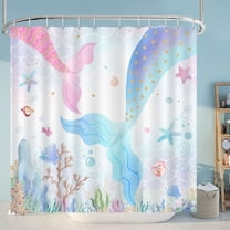 Mermaid Shower Curtains for Bathroom Mermaid Tail Scales Shower Curtain Pink Blue Purple Ocean Theme Girls Kids Bathroom Decor Fabric Bath Curtain with 12 Plastic Hooks,72''''W x 72''''H