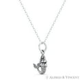thumbnail image 1 of Mermaid / Siren Mythical Creature Charm 19x9mm (0.75x0.35in) Tiny 3D Pendant in Oxidized .925 Sterling Silver, 1 of 1