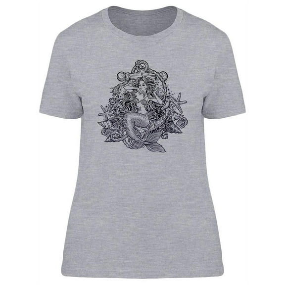 Mermaid Sitting On The Anchor  T-Shirt Women -Image by Shutterstock, Female XX-Large