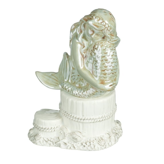 Mermaid Sitting on Pier Enchanted Waters Stacking Salt and Pepper Shakers Set