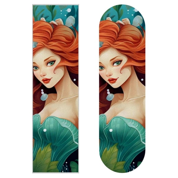 Mermaid Skateboard Grip Tape 2-Pack | Emery Surface Material | PVC Back | 8.8x32.6in/22.4x83 cm