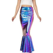 Mermaid Skirts Metallic Mermaid Costumes Skirt Sexy High Waisted Fish Tail Skirt Halloween Party Long Maxi Skirt