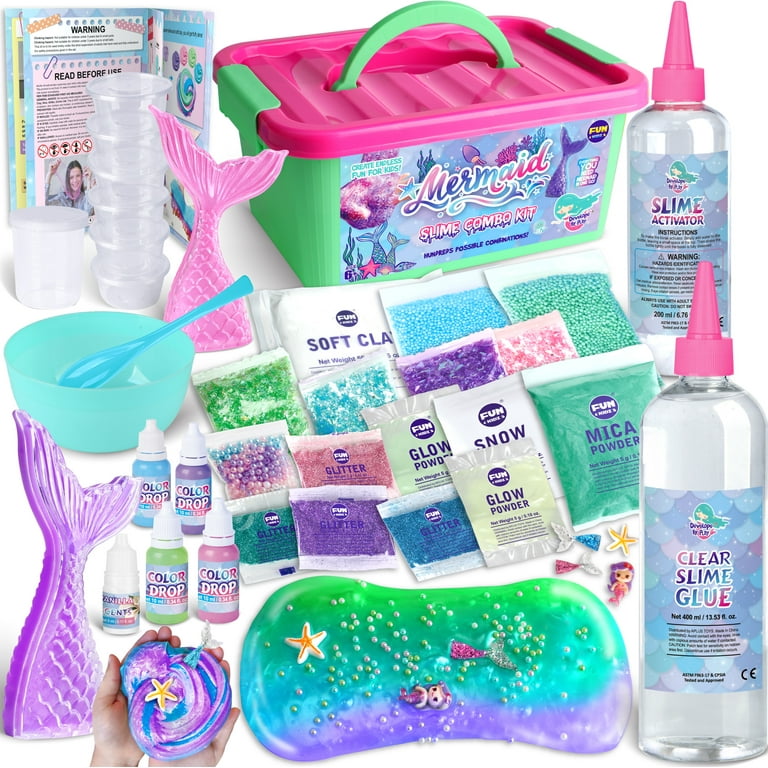 Mermaid Slime Kit for Girls, FunKidz Shimmer 10.24Wx7.48L, Ocean Green