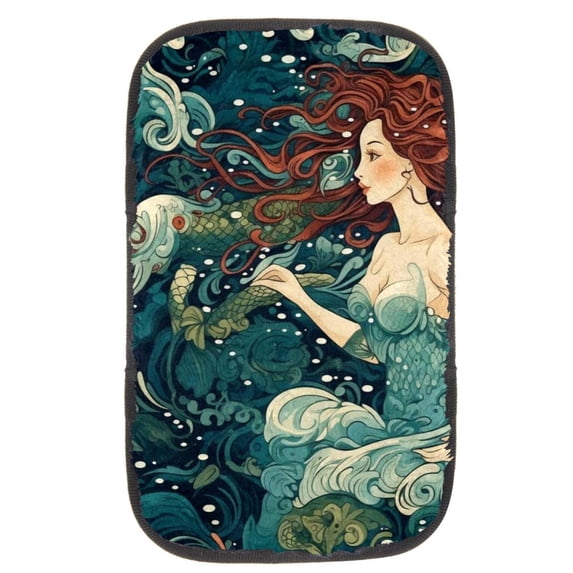 Mermaid Soft, Comfortable, Furry Printed Car Armrest Cover - Armrest Accessory - 12.5x8.2 Inch