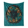 thumbnail image 1 of Mermaid Soft Flannel Fleece Blanket, Marine Theme Circle of Mermaids Illustration Vintage Style Ornamental Pattern, Cozy Plush for Indoor and Outdoor Use, 50" x 60", Teal Red Cream, by Ambesonne, 1 of 5