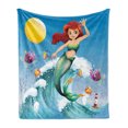 thumbnail image 1 of Mermaid Soft Flannel Fleece Throw Blanket, Illustration Little Girl on top of a Big Wave in the Surf Fish Kids, Cozy Plush for Indoor and Outdoor Use, 70" x 90", Multicolor, by Ambesonne, 1 of 5