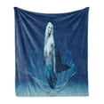 thumbnail image 1 of Mermaid Soft Flannel Fleece Throw Blanket, Realistic Mermaid Queen in Ocean Deep Waters Aquatic Fantasy Design Artwork, Cozy Plush for Indoor and Outdoor Use, 70" x 90", Blue and White, by Ambesonne, 1 of 6