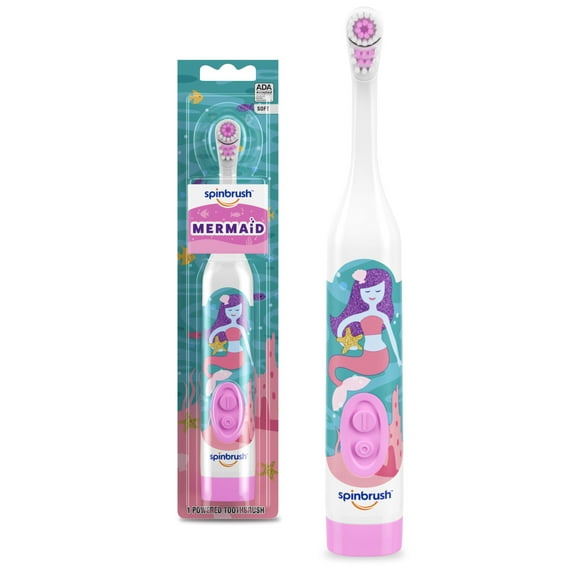 Mermaid Spinbrush Kids Electric Toothbrush, Battery-Powered, Soft Bristles, Ages 3+