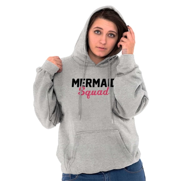 Mermaid Squad Bachelorette Birthday Women Plus Size Graphic Pullover Hoodie Brisco Brands 5X
