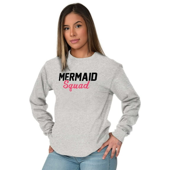Mermaid Squad Bachelorette Birthday Women Plus Size Long Sleeve Graphic Tee Brisco Brands 3X