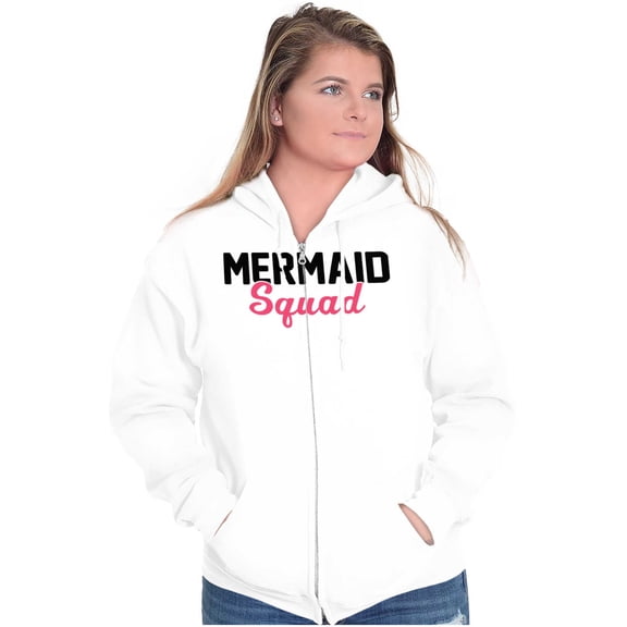 Mermaid Squad Bachelorette Birthday Zip Hoodie Sweatshirt Women Brisco Brands S