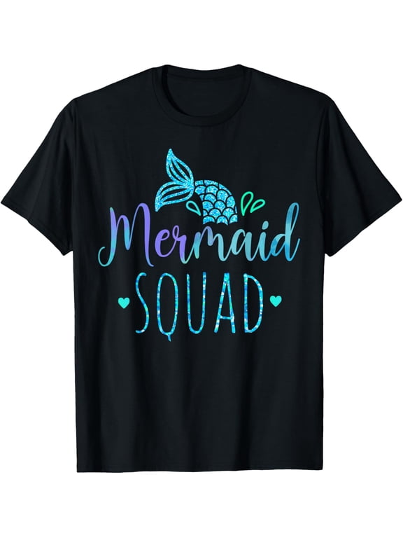 Mermaid Squad Family Matching Birthday Party Girls Kids T-Shirt
