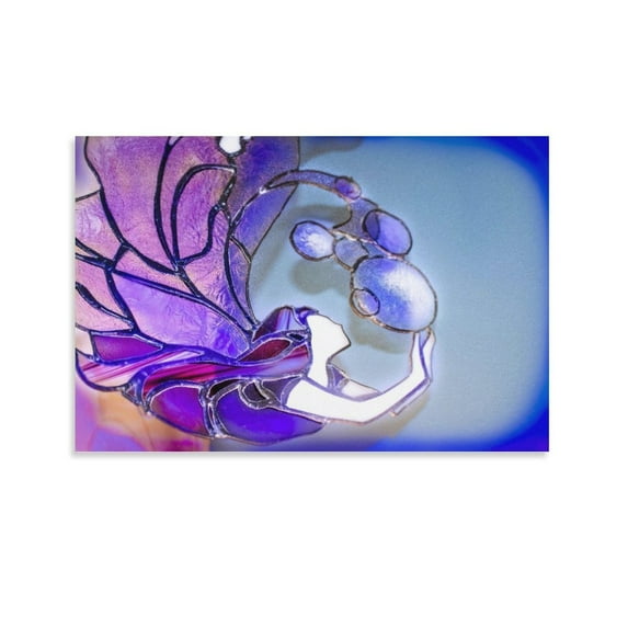 Mermaid Stained Glass Purple Canvas Art Poster And Wall Art Picture Print Modern Family Bedroom Decor Posters,Unframe-style,12x18inch(30x45cm)