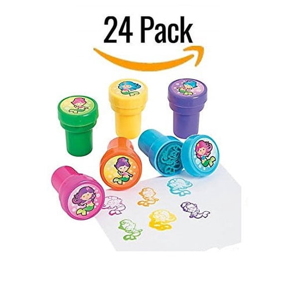 Mermaid Stamper Toys For Kids - 24 Pieces Mermaids Stamps, For Birthday Party Favors, Pinata Fillers, Carnival Prizes, Goodie Bags, Arts & Crafts, And To Decorate Scrapbook Pages