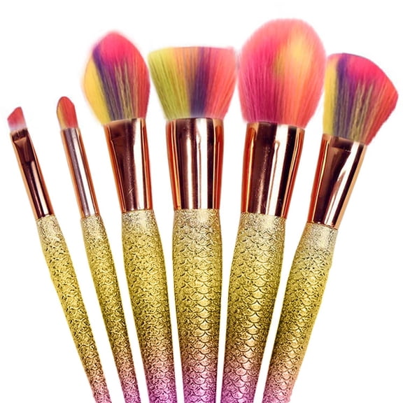 Mermaid-Style Makeup Brush Set 6-Piece