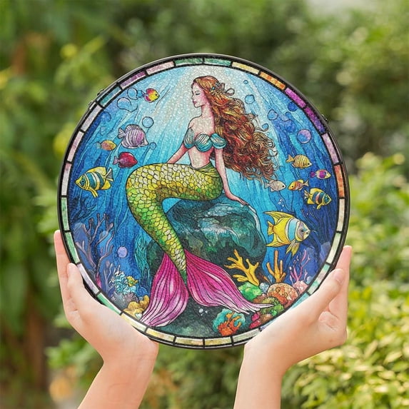 Mermaid Suncatcher, Ocean Window Hanging Decor, Mermaid Lover Art, 3.5 in