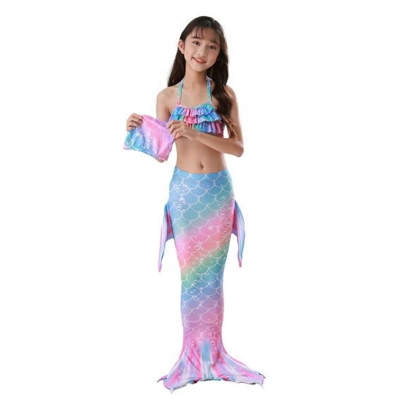 Mermaid Swimsuit with Tail Toddler Sequin Dress Bathing Suit Fish Tail Set Swimwear Cover Up Dresses Tankini Set with Skirt Girls Swimsuit Size 8 Birthday Clothes