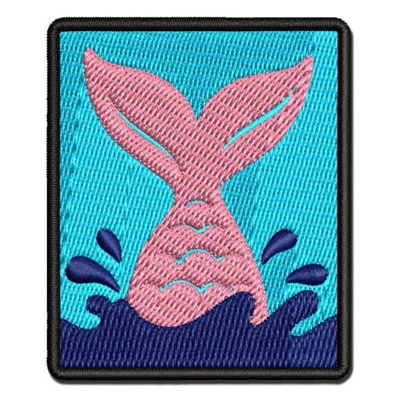 Mermaid Tail Applique Multi-Color Embroidered Hook & Loop Patch - 2.5 Inch Small