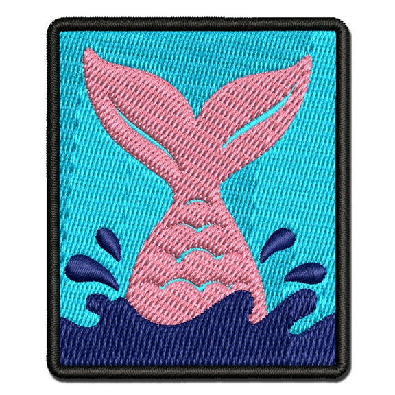 Mermaid Tail Applique Multi-Color Embroidered Hook & Loop Patch - 3 Inch Medium