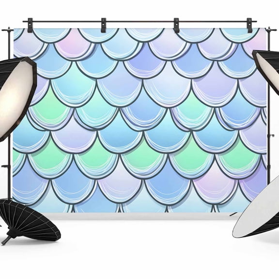 Mermaid Tail Backdrop Backdrop for Photography, Fish Scale Photo Backdrop Portrait Background Party Banner Photo Backgrounds for Studio Booth Props, 7x5ft