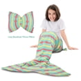 thumbnail image 1 of Mermaid Tail Blanket Super Soft Fleece Sleeping Bag Mermaid Blanket Tail with Pillow/Cusion Gift for Kids Girls 3-12, 1 of 7