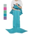 thumbnail image 1 of Mermaid Tail Blanket for Teen Girls with Anti-slip Neck Strap Wave Pattern | Soft Sleeping Bag for All Seasons, 1 of 6