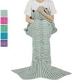 thumbnail image 1 of Mermaid Tail Blanket for Teen Girls with Anti-slip Neck Strap Wave Pattern | Soft Sleeping Bag for All Seasons, 1 of 7