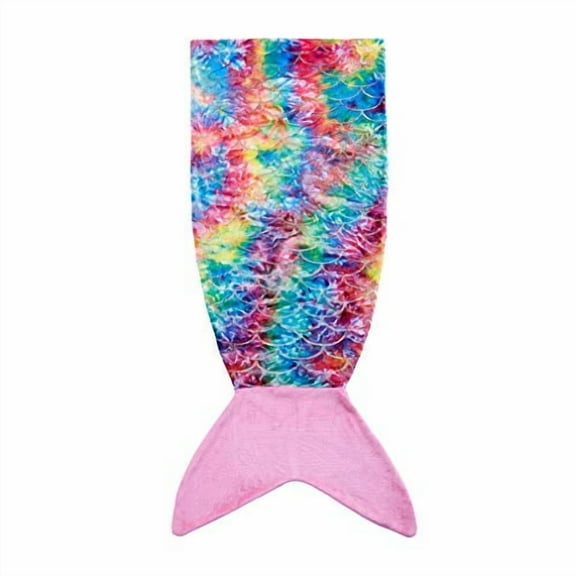 Mermaid Tail Blankets Glittering Wearable Cute Cozy Soft Flannel Rainbow Colorful for Girls Lover All Season On Sofa Bed (Deep Pink Colorful, Schoolchild)