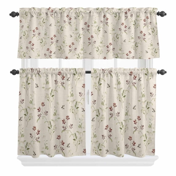 Mermaid Tail Curtain Valances Set Rainbow Gradient Overlay Kitchen Curtains 24 inch Length Rod Pocket Valance and Tiers 3 Piece Set Small Bedroom Bathroom Laundry Decor