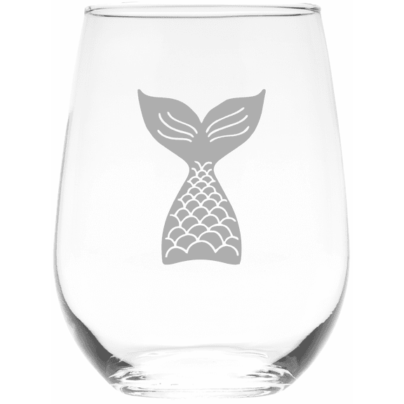 C&M Personal Gifts 17 oz Mermaid Tail Design Stemless Wine Glass (Style M1)