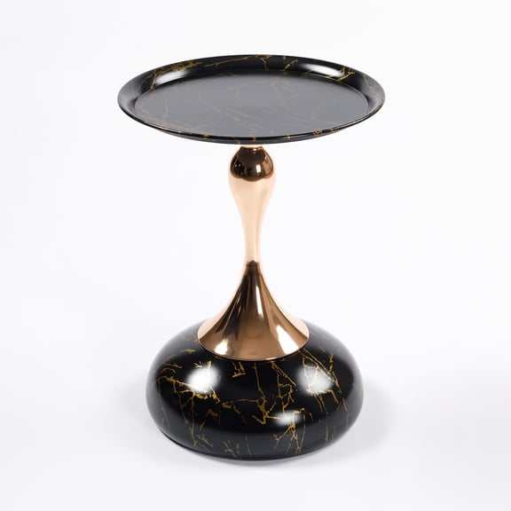 Mermaid Tail End Coffee Table Round Side Table, Modern Metal Pedestal Table for Small Spaces, Martini Style Accent Table for Living Room