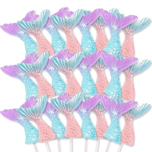 Mermaid Tail Lollipops, Under the Sea Party Favors, Candy Pops, Birthday Goodie Bag Fillers, 24 Count, 11.7 Ounce Box