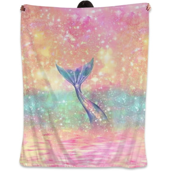 Mermaid Tail Mythical Ocean Life Flannel Fleece Throw Blankets for Chair 50"x40" Decorative Cover,Super Soft Gift Idea