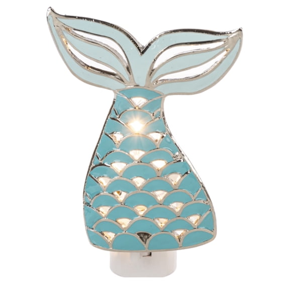 Mermaid Tail Night Light Electric 7 Watt Teal Blue and Silver