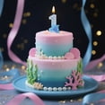 thumbnail image 1 of Mermaid Tail Number Birthday Candle Blue Cake Topper for Kids Birthday Party and Anniversary Celebration, 1 of 6