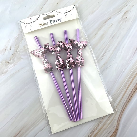 Mermaid Tail Paper Straws, Disposable Decorative Straws, Party Drinkware, Shiny Fish Scales Design, 4-Pack