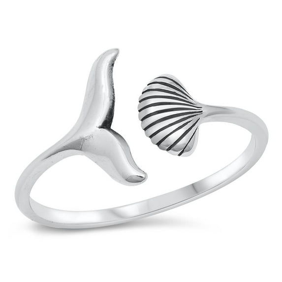 Mermaid Tail Seashell Wholesale Ring .925 Sterling Silver Band Jewelry Female Male Unisex Size 10
