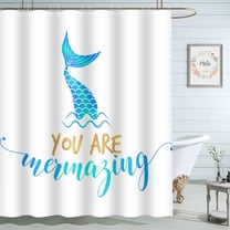 Mermaid Tail Shower Curtain 72x72 Inch Blue Ocean Sea Mermaid Bathroom Curtains Set Home Waterproof Polyester Fabric with Hooks