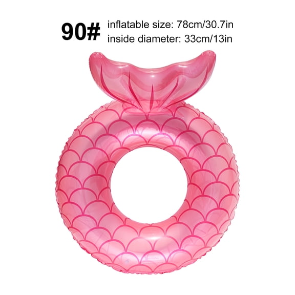 Mermaid Tail Swim Ring, Inflatable PVC Pool Float Ring for Summer Beach Pool Party