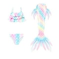 thumbnail image 1 of Tail Swimsuit for Girls 10-12 Year Bikini Tops Shorts Tail 3PC Set Rainbow Colorful Summer Swimwear Bathing Suit Light Blue 10-11 Years, 1 of 3