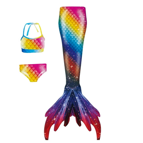 Mermaid Tail Swimsuit for Girls 7-8 Mermaid Tail Mermaid Bikinis Set Fishscale 3 Pieces Swimming Suit Cute Girls Swimsuit Bathing Suits Girls 3pc Swimsuits