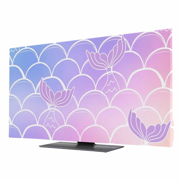 Mermaid Tail TV Dust Cover 24 Inch, Rainbow Gradient Overlay Computer Monitor Cover Dustproof Stretchable Indoor TV Screen Protector for LED LCD Universal Monitors