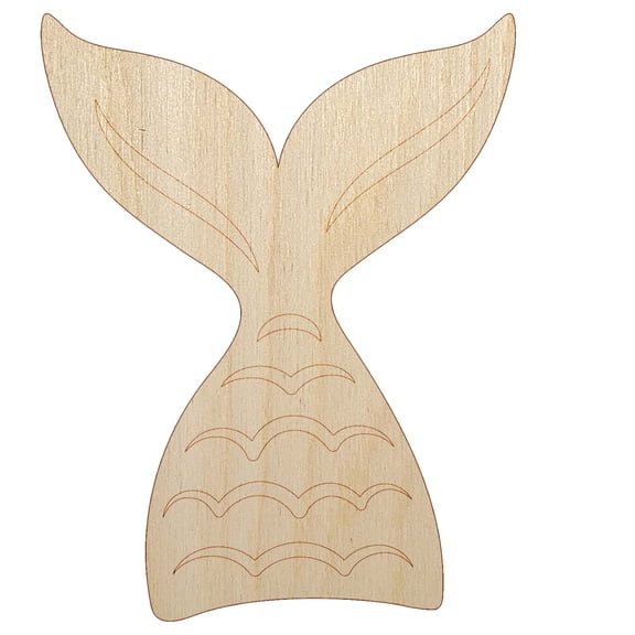 Mermaid Tail Wood Shape Unfinished Piece Cutout Craft DIY Projects - 4.70 Inch Size - 1/8 Inch Thick