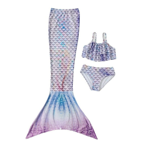 Mermaid Tails for Swimming Girls Bathing Suits Swimsuit Princess Swimwear Bikini Set for 1-14 Year Old