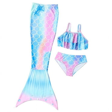 Sun Tail Mermaid Swim Set; Aurora Borealis Mermaid Tail + Pink Monofin ...