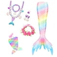 thumbnail image 1 of Tails for Swimming for Girls 7-8 Years Old Colorful Rainbow Swimsuit Necklace Bracelet Swimming Wear Outfit Sets Multicolour 8-9 Years, 1 of 6